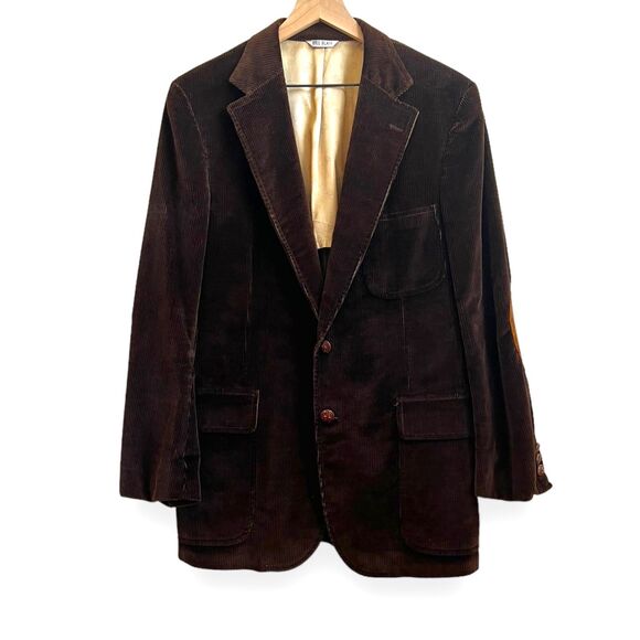 bill blass Other - Bill Blass-Vintage-70's-Rare-Corduroy-Blazer-Jacket-Suede Elbows-Wood-Size 44
